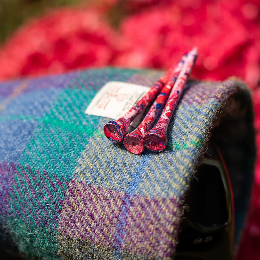 Novelty Wood Golf Tee "45 Tees" 2 3/4 Neon Pink/Black Paint Splatter 28-A0216_5